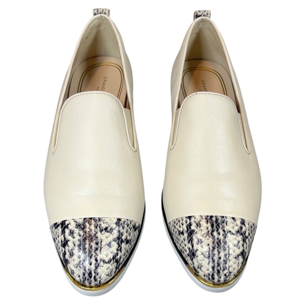 Cole Haan Grand Ambition Slip On Loafers Ivory Snakeskin Toe Womens‎ 7B